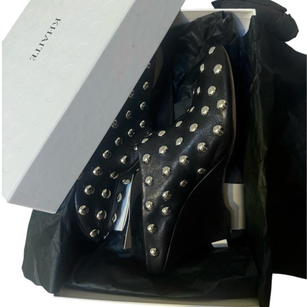 KHAITE The Apollo Studded Leather Wedge Mules - Picture 5 of 13